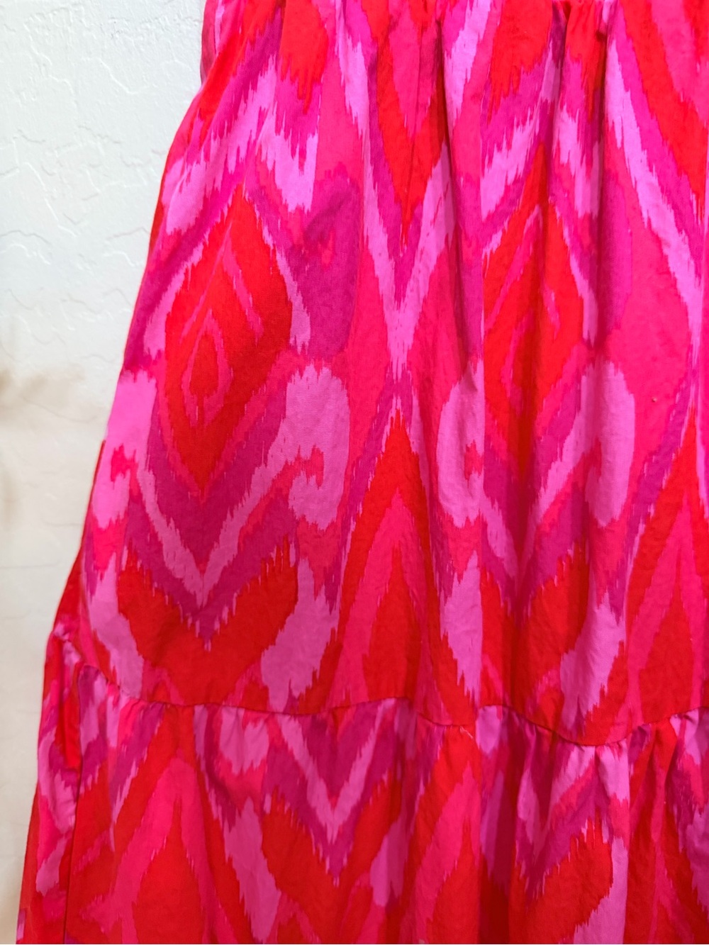 Sugarlips Pink and Red V-Neck Tiered Maxi Dress - Picture 7 of 12